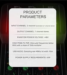 G-MARK Mini Audio Mixer 2 Channel With 48V Phantom