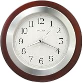 Bulova C4228 Reedham Wall Clock, 14" Diameter, Walnut