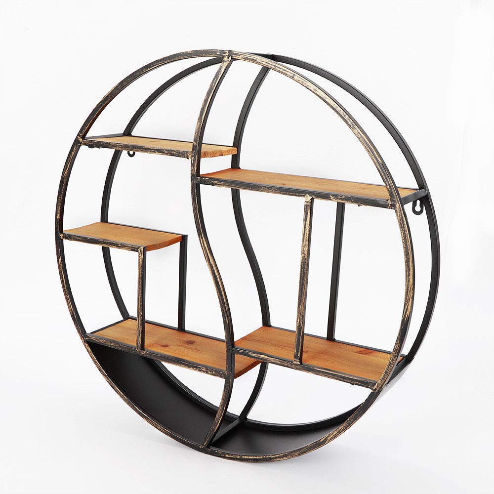 Buy OUKANING Shelves Round Walled Shelves Retro Industrial Style Metal