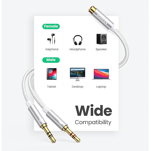 UGREEN Headphone Splitter for Computer Female to Dual