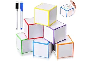 RUDILY 8Pcs Dry Erase Cubes Blocks Foam Blank Dice Colorful Dinner Decider Dice Small Dry Erase Cubes with Dry Erase Marker for Toys Game Drawing Writing Dry Erase Boards, 2 x 2 x 2 Inch (8+2 Wipe Dice)