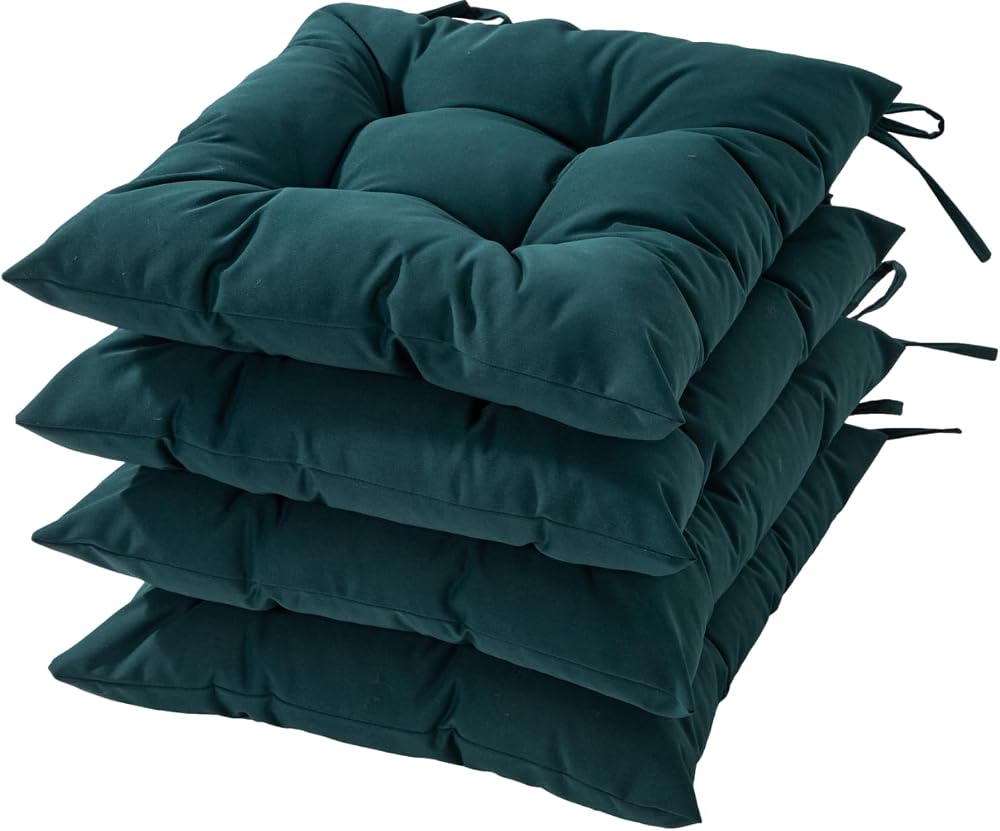 HAMO Outdoor Garden Chair Cushions Set of 4, 40x40 cm, Dark Green