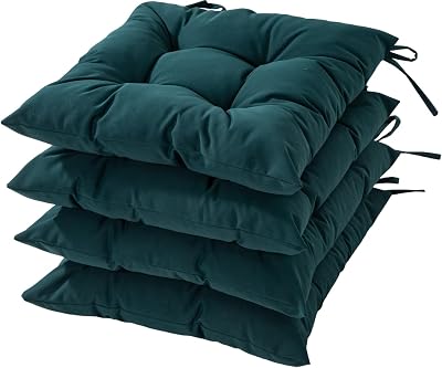 HAMO Outdoor Garden Chair Cushions Set of 4, 40x40 cm, Dark Green