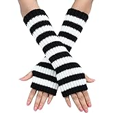 Y2k Striped Arm Warmers Long Fingerless Knitted Gloves Punk Gothic Alt Emo Scene Cool Winter Arm Sleeves Grunge Accessories