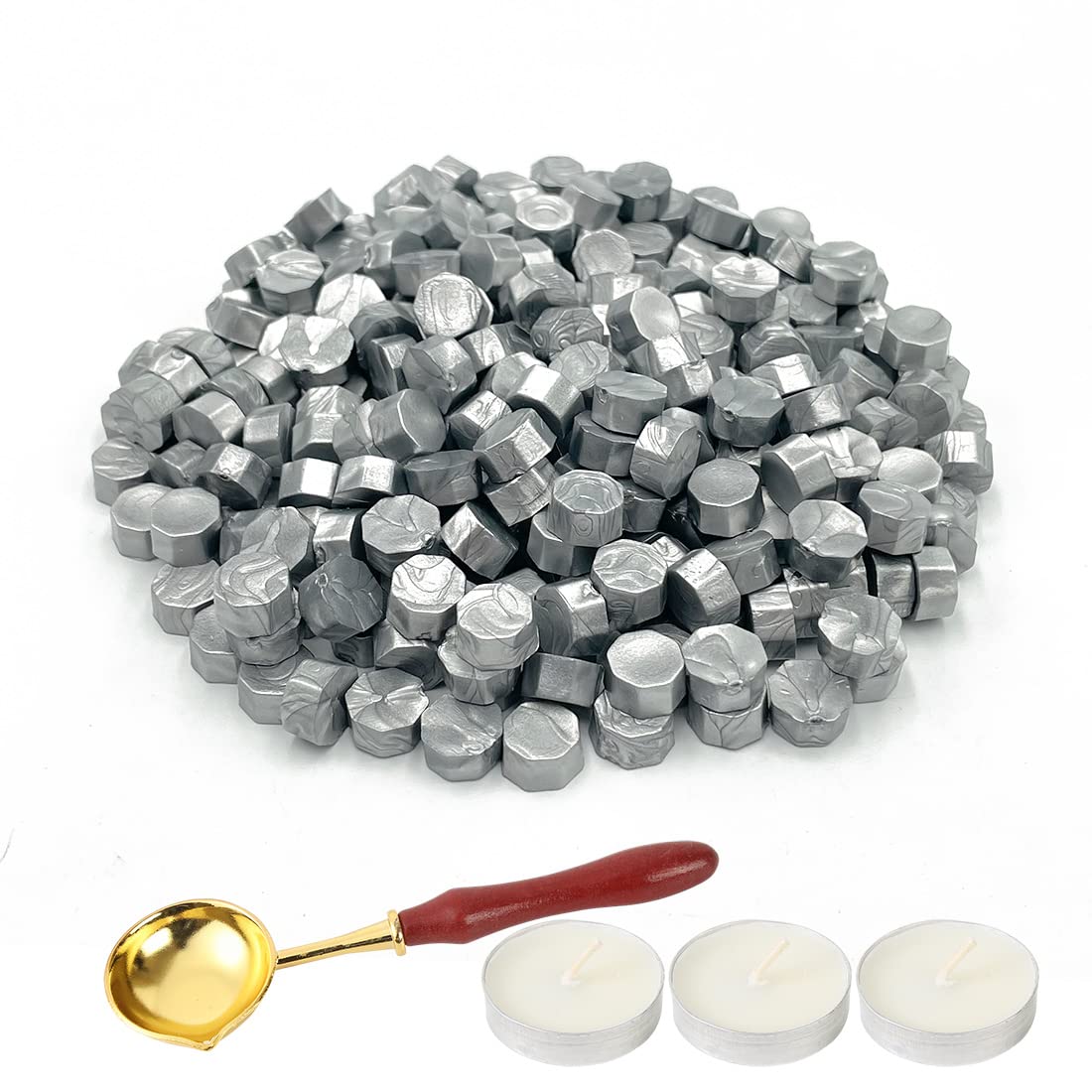 LICQIC Wax Stamp Kit, 300 Pcs Wax Seal Beads with 3 Tea Candles and 1 Melting Spoon, for Invitations, Cards, Envelopes, Wine Packages, Gift Wrapping โ image 1