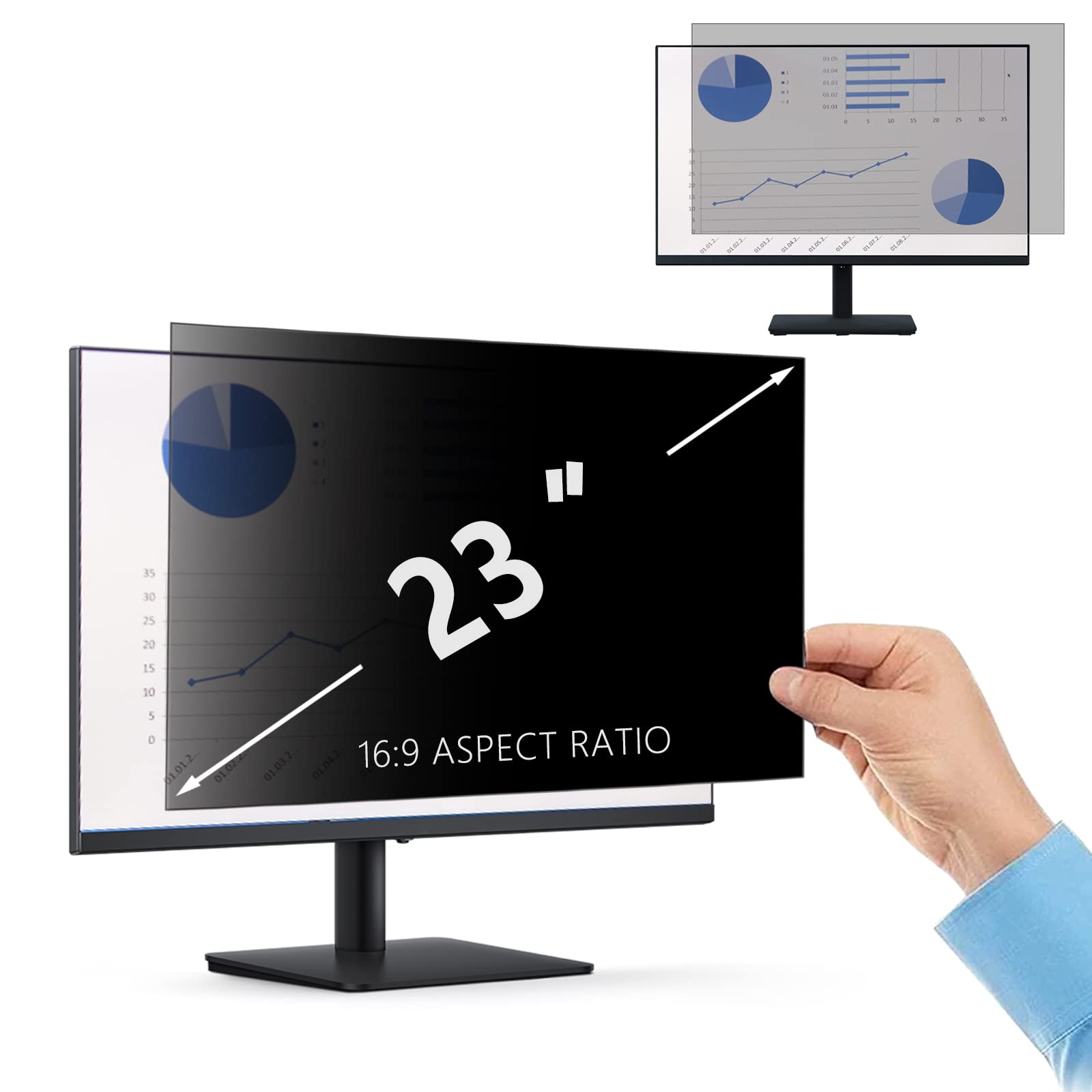 PaceBid 23 Inch Privacy Screen Filter for 16:9 Aspect Ratio Laptop/Computer Monitor Anti-scratch Anti-Glare Protector Anti-Spy Protector Film Filter Privacy Widescreen Display (23", 16:9) — image 1