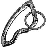 Tinoaly Small Cool Cute Carabiner Keychain Clip for Men, Y2K Black Key Ring Modern Irregular Design Carabiner Hook Holder Suitable for Backpacks Keys Purses