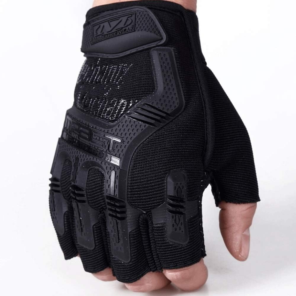 VSousT Knuckle duster Fighting Seal Gloves Outdoor Sports Fitness Mountaineering Anti-skid Riding Half Finger Gloves motorbike gloves (Color : Black)
