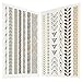 Inifty Temporary Tattoos Body Art Stickers Waterproof Shiny Jewelry High Gloss Shimmer Designs in Gold, Silver, Black & Blue Turquoise (10 Sheets, Gold & Silver)