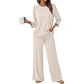 LILLUSORY Womens 2 Piece Lounge Sets Pajamas Matching Outfits 2026 3/4 Sleeve Fall Clothes Vacation Comfy Casual Sweatsuits