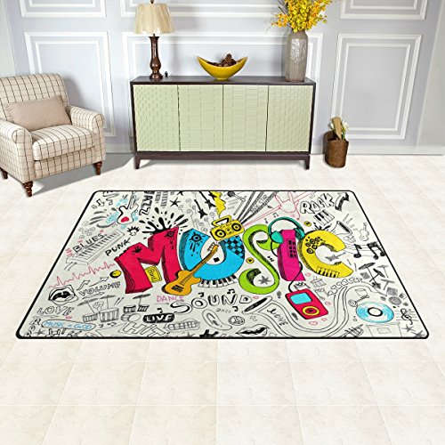 INGBAGS Super Soft Modern Music Area Rugs Living Room Carpet Bedroom