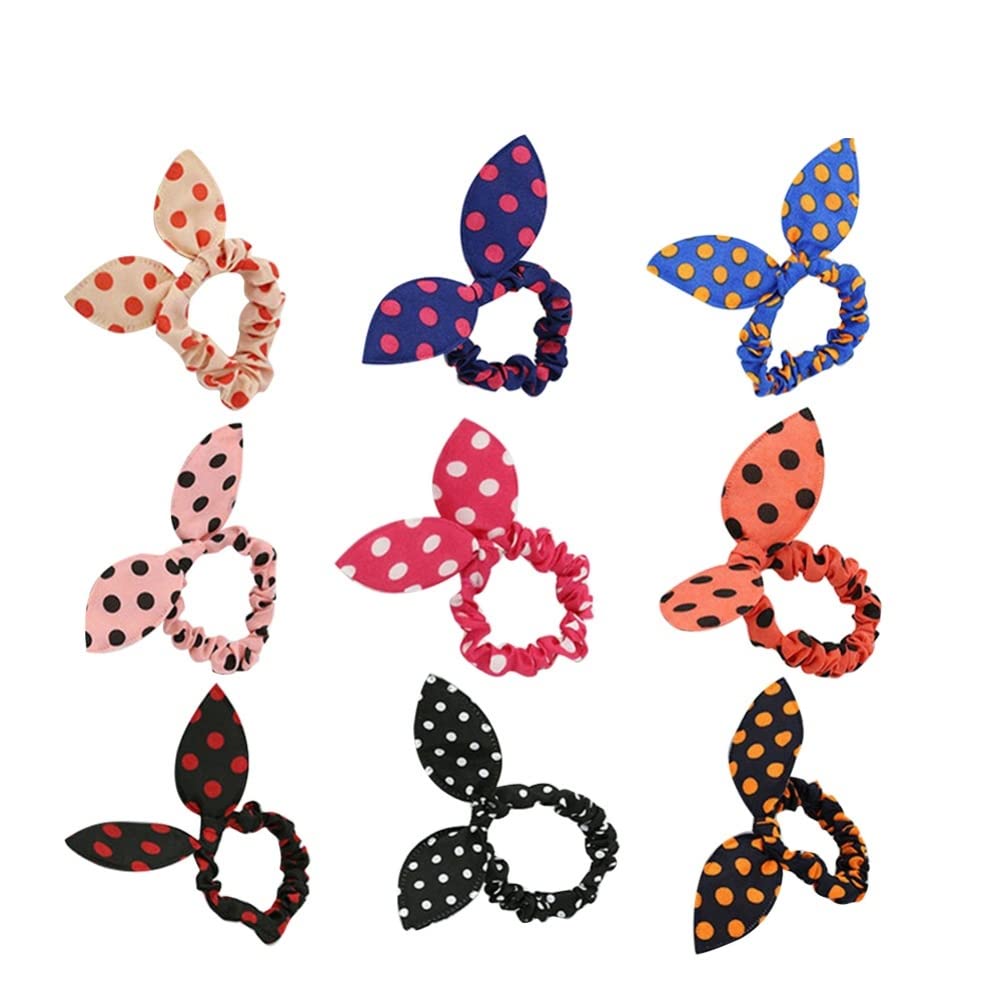Mobestech Ladies Scarves 24Pcs Hair Scrunchies Rabbit Bunny Ear Bow Bowknot Scrunchies Bobbles Elastic Hair Ties Ropes Ponytail Holder Accessories for Women Girls (Random Color) Womens Hair Bands