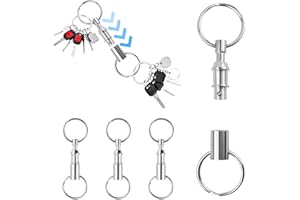 Lot de 4 porte-clés à dégagement rapide, double anneau amovible, avec design pivotant à 360°, porte-clés de voiture portables