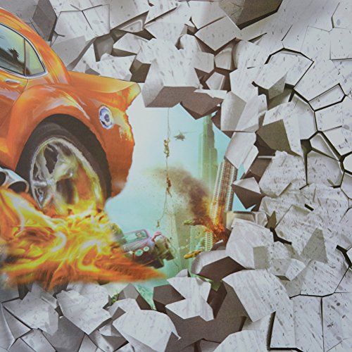 YiiYYaa 3D Self-adhesive Breakthrough-the-Wall Wall Stickers Boys Teens Kids Children Room Wall Art Murals Poster Cool Wall Decoration