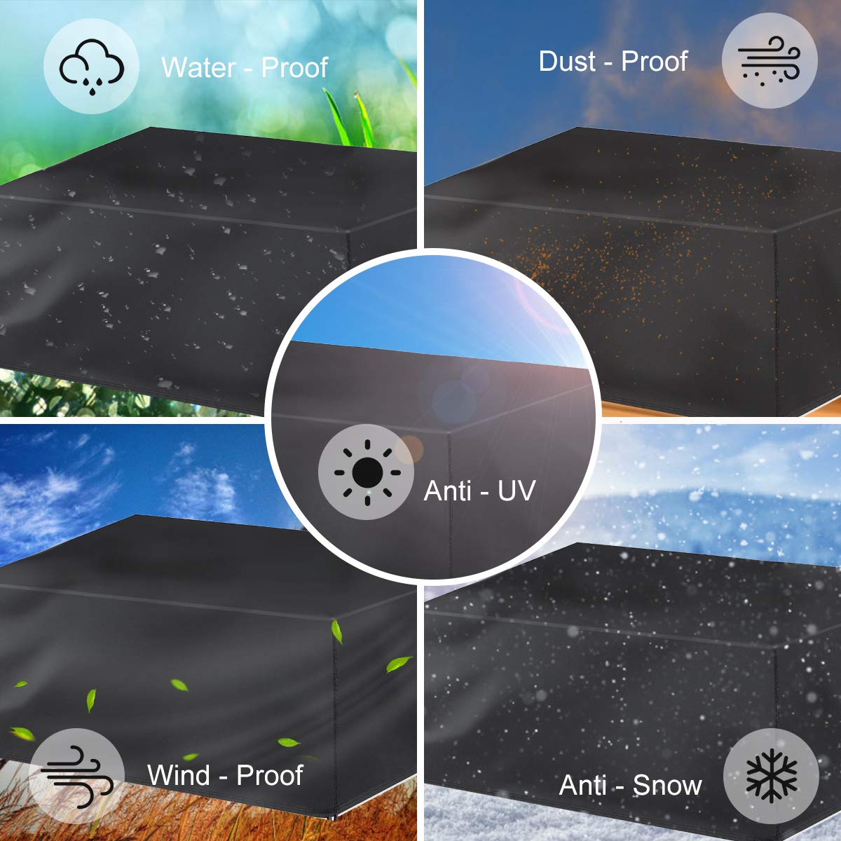 Garden Furniture Cover, Patio Furniture Covers Waterproof 420D , Outdoor Table Sofa Covers Rattan Furniture Covers Heavy Duty Oxford Fabric Rattan Furniture Cover Windproof Anti-UV Snow Protection