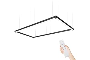 BE STUDIED 8FT x 4FT LED Linear Light Rectangular Set with Remote Control, 50W Seamless Connection, 3000K to 6000K Color Changing, Commercial Hanging LED Shop Light Fixtures for Office Work Shop Garages