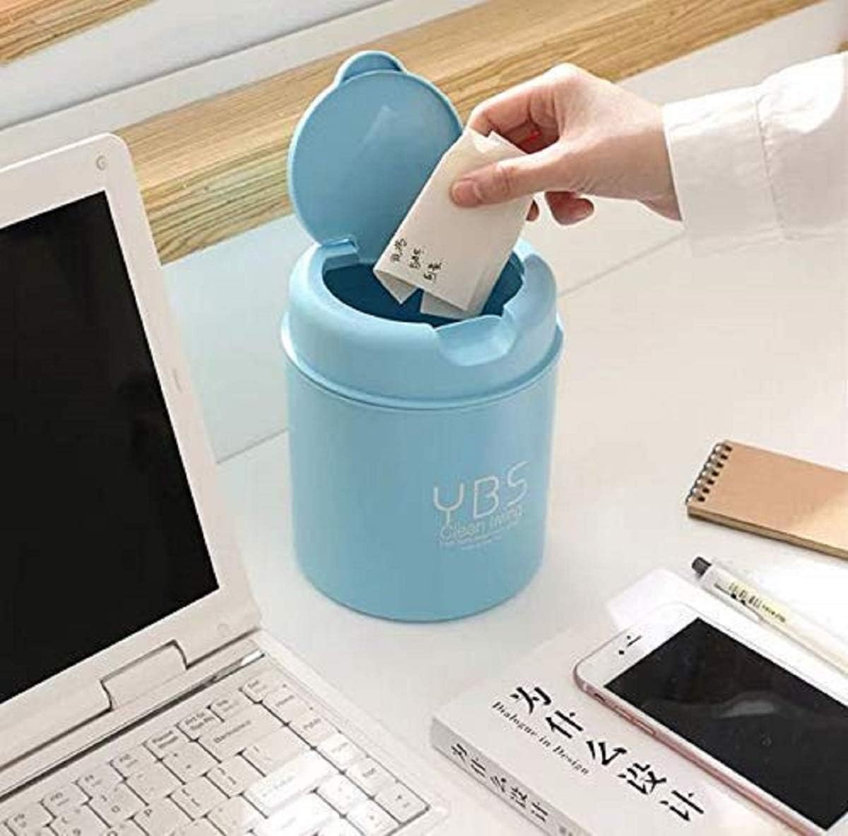 Thrifty Shopper Blue Mini Waste Bin Desktop Garbage Basket Desktop Trash Can Box - 1Pc