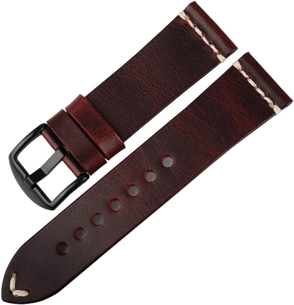 Watch Band 20mm 22mm 24mm, Vintage Oil Wax Leather (Greasedleather) Watch Strap 6 Colors Available Watchband
