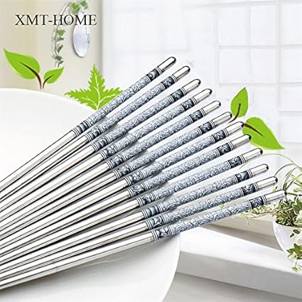 deziine Printed Thread Stainless Steel Chopstick - 5 Pairs