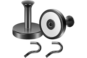 Neosmuk Magnetic Wreath Hanger,170 lb Heavy Duty Magnet Hook,Steel-Tube Base,No-Drill Door Wreath Hanger for Metal Doors/Walls, Cruise Cabin Door Hook, Aluminum Handle,Black,2 Pack