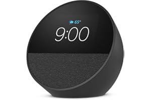 Amazon Echo Spot (newest model), Great for nightstands, offices and kitchens, Smart alarm clock with Alexa, Black