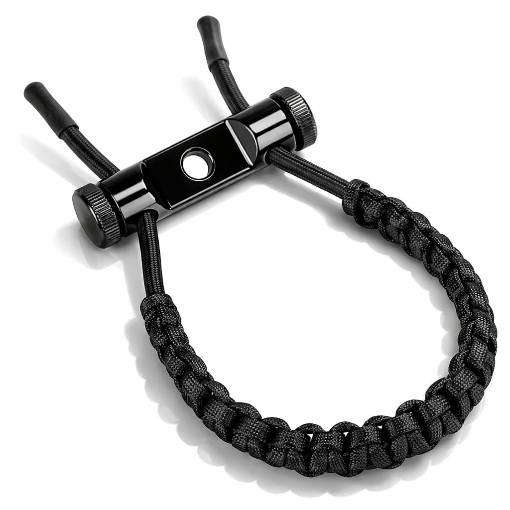 Zerone Bow Wrist Sling,1Pc Archery Adjustable Leather Compound Bow Wrist Sling (Black)