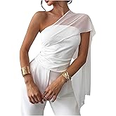 Verdusa Women's Off Shoulder Poncho Top Asymmetrical Sleeveless Going Out T Shirts Elegant Outfits