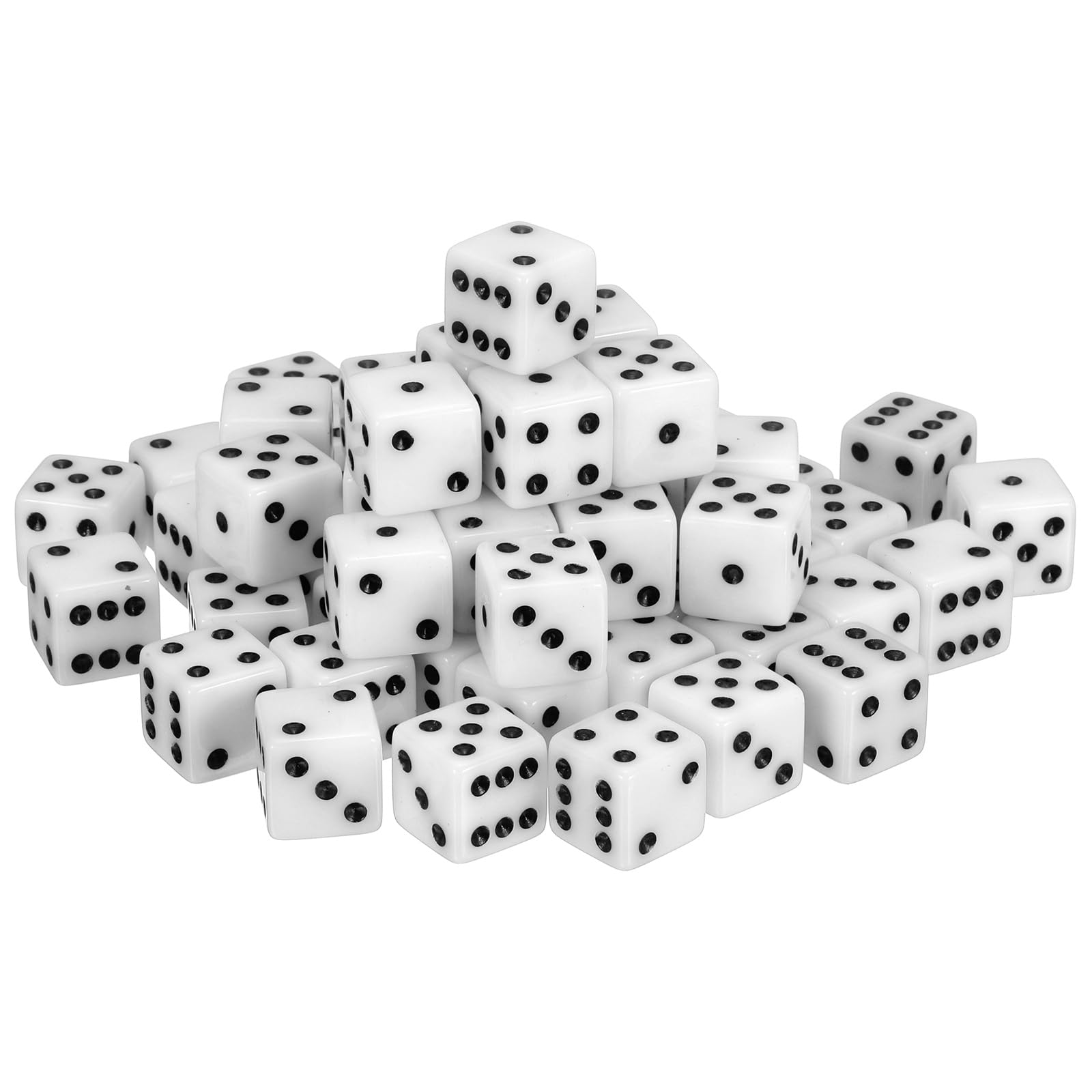 sourcing map 50Pcs 6 Sided Acrylic Dice, 19mm/0.75" Large D6 Opaque Game Dice Bulk for Table Board Games Birthday Theme Party Fun Supply, White