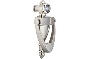 HOMOTEK Door Knocker with 180 Degree Peephole Viewer, Zinc Die-Cast Construction 5 Inch Height for Front Door Security, Satin Nickel, 1 Pack