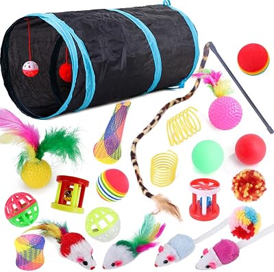 Speedy Panther 22 Pcs Cat Toys Interactive Kit Indoor Cat Tunnel Mouse Ball Set