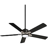 MINKA-AIRE F619L-CL/BN Stout 54" Ceiling Fan with LED Light and Remote Control in Coal/Brushed Nickel Finish