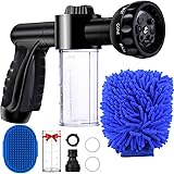 EVILTO Garden Hose Nozzle, High Pressure Hose Spray Nozzle 8 Way Spray Pattern One-Touch Sprayer for Watering Plants, Lawn, P