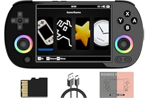 DORITENEY RG40XX H Retro Handheld Game Console 4.0-inch IPS Screen Linux System Game Player 64GB Card Preloaded 5000+ Games RGB Lighting 3200mAh Battery(RG40XX H-Black)