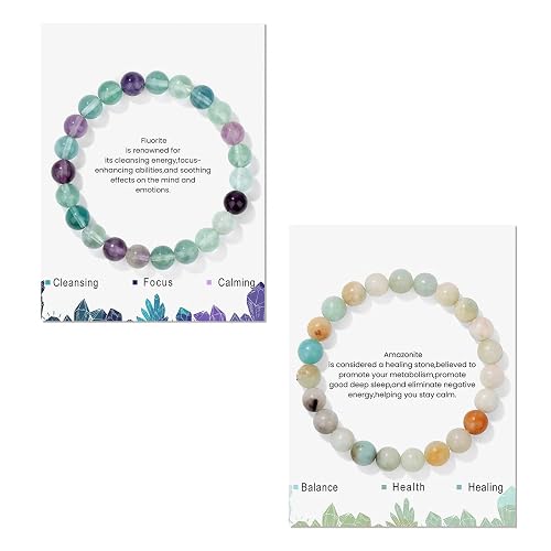 KxrTpx 2 Crystal Bracelets, Beaded Bracelet for Women, Healing Bracelet for Women, Natural Stone Beaded Bracelets, Yoga Meditation Unisex, Gift for Special Occasions