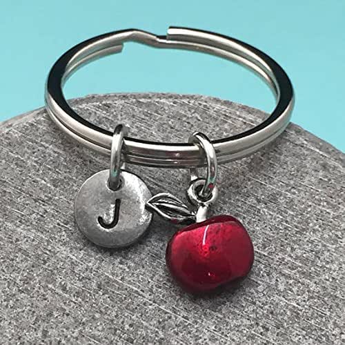 Apple keychain, apple charm, food keychain, personalized