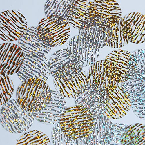 Round Flat Sequin 30mm Gold Tiger Stripe Transparent Hologram Glitter Sparkle. Couture Paillettes. Made in USA