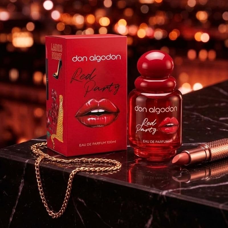 Don Algodón Red Party Eau de Parfum Mujer 100 ml | Perfume Floral con Naranja, Rosa, Vainilla y Almendra | Fragancia Sensual y Duradera