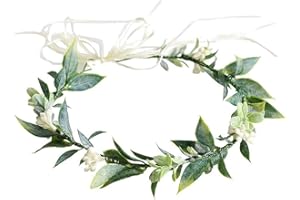 DDazzling Green Leaf Floral Crown Eucalyptus Flower Women Girls Headband Flower Headpiece Bridal Halo Photo Prop (Green)
