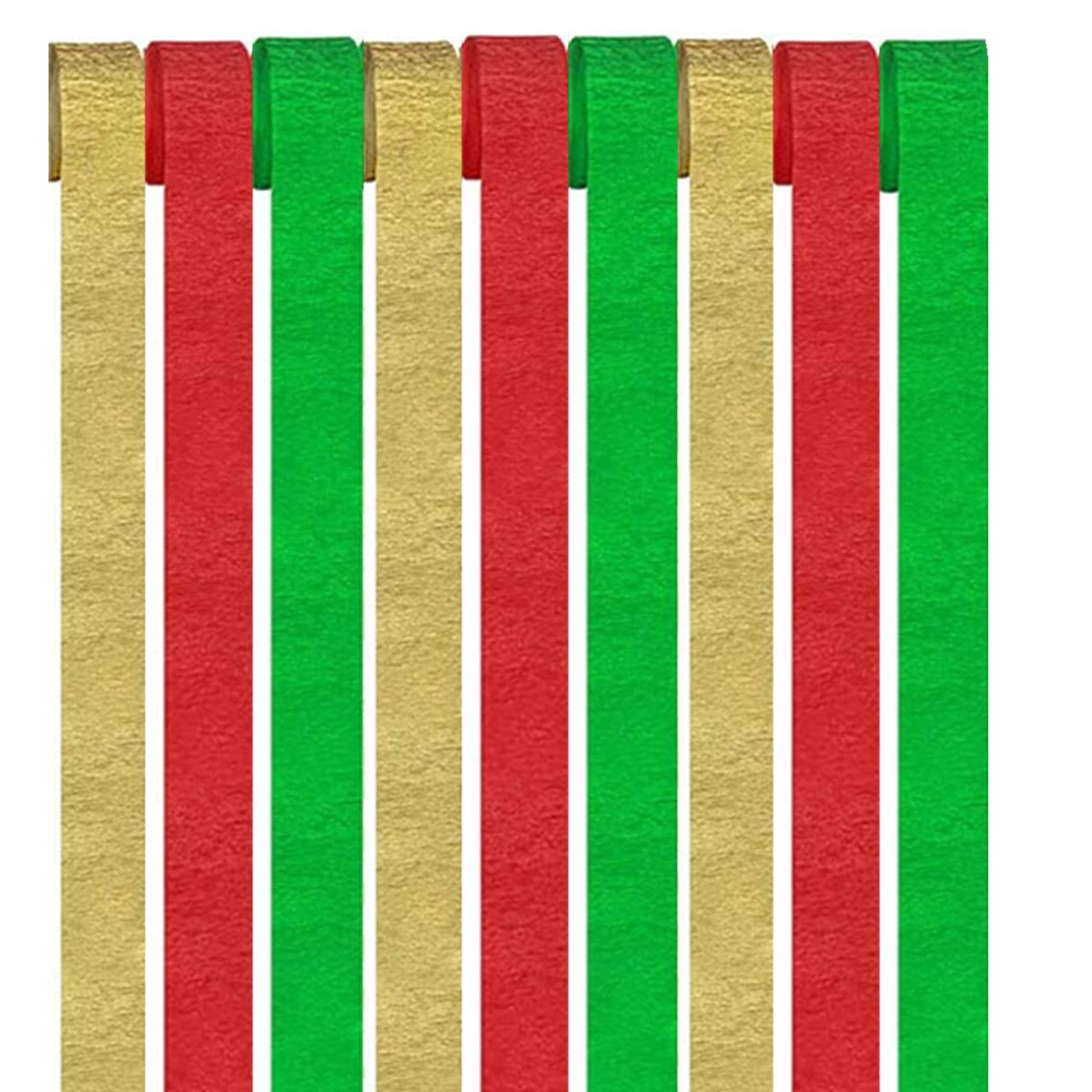 9 Rolls Crepe Paper Craft Streamers - Hanging Crepe Paper Streamers in Green, Red, Gold - Curtain Backdrop with Hanging Tassels for Festival, Party, Christmas Decor