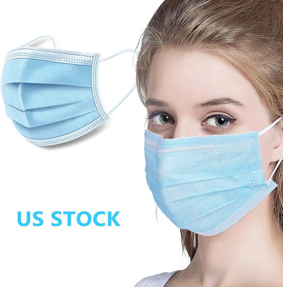 WONMAX Face Shield Ear Loops Disposable Non-Woven Daily Care Dust Safety 3-Layer Disposable Protective Disposable Medical