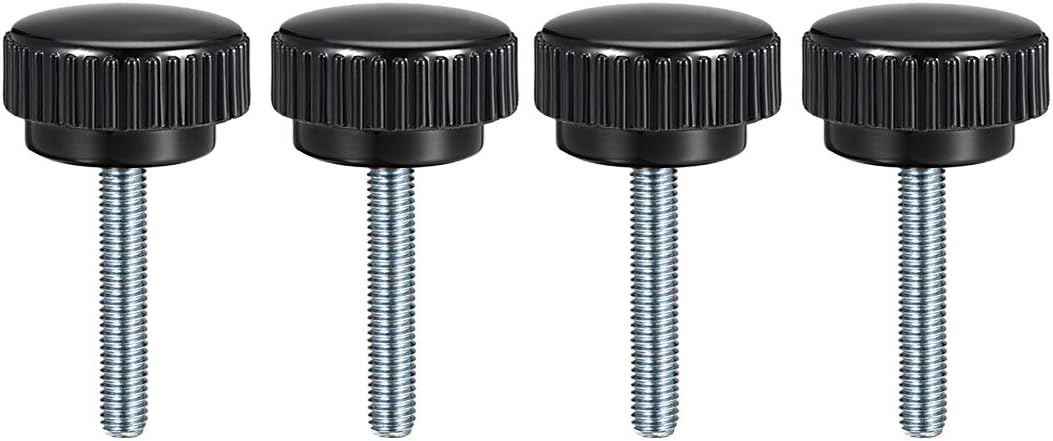sourcing map M8 x 40mm Male Thread Knurled Clamping Knobs Grip Thumb Screw on Type 4 Pcs, Black,silver