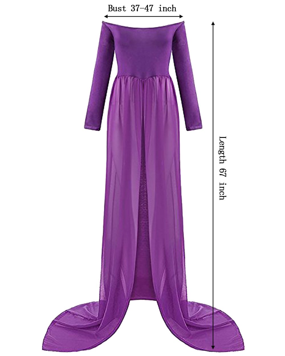 Gititlys Front Split Off Shoulder Chiffon Maternity Gown Pregnancy Dresses for Photoshoot Purple
