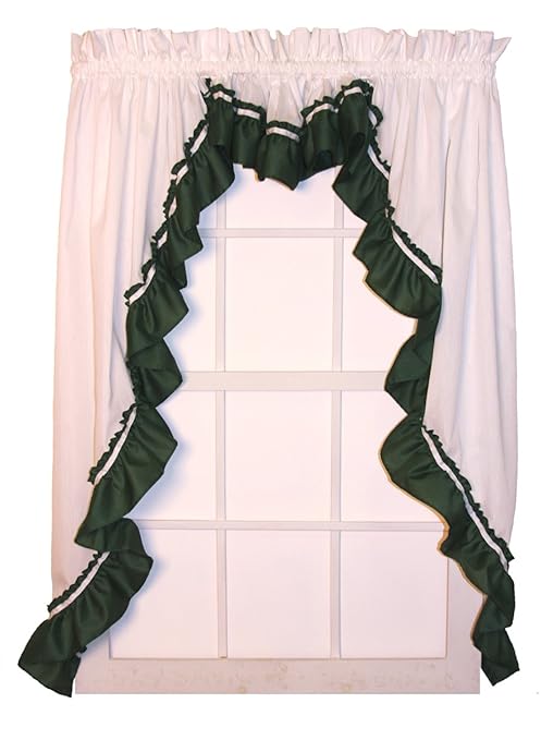 Amazon Com Window Toppers Lynn Country Ruffle 3 Piece Swag