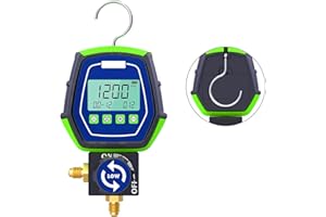 MOTOCOCHE Digital HVAC Gauges,R410A R134A Digital Vacuum Pressure Manifold gauges Set with 90 Refrigerants Leak Detection Mode (Single Test Data)