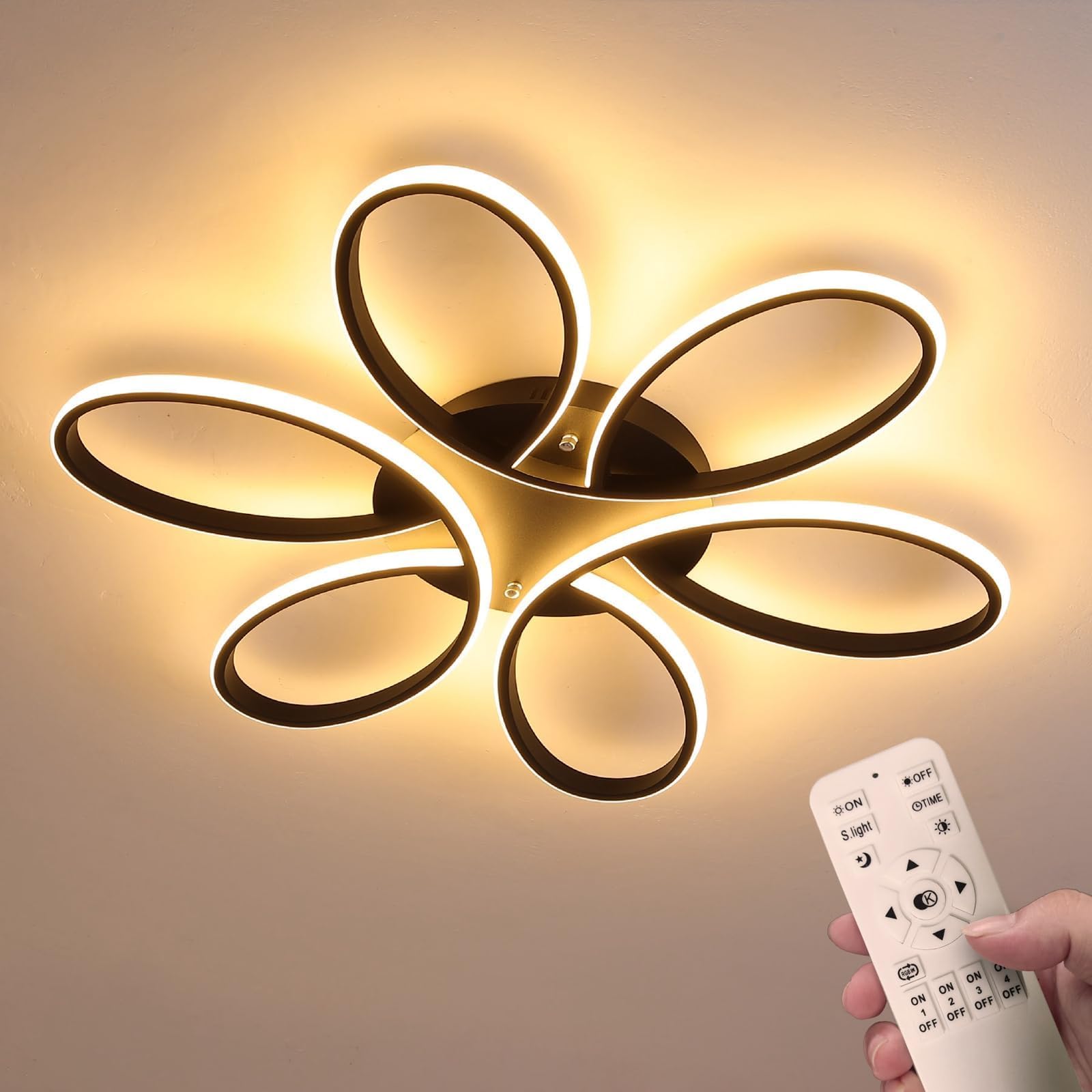 Photo 1 of LOFAHS Modern LED Ceiling Light Fixture with Remote Control Lamp Dimmable Ceiling Chandelier for Living Room Dinning Room Bedroom Kitchen Home Lighting (23 inch/60CM 70W)