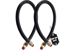 2PCS 3/8” Air Brake Chamber Hose, Dazakoot 3/8” Fit End x 3/8” Swivel End Rubber Air Brake Hose Assembly, SAE J1402 Air Brake Hose for Semi Truck - 24inch