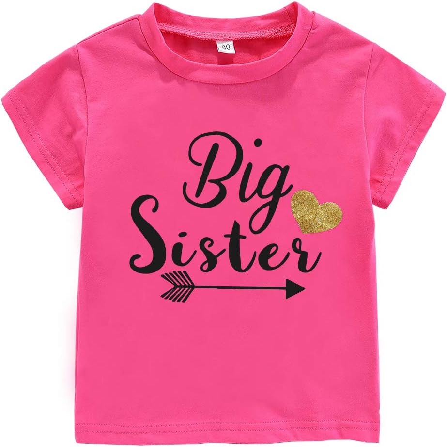 WINZIK Little Baby Girls Kids Toddlers Outfits Big Sister Print T-Shirt Pullover Tee Tops Clothes Costume Gift