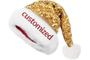 Personalized Santa Hat With Double Layer Sequins - Custom Embroidered Name Christmas Hat In 6 Colors