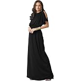 KOH KOH Womens Split Sleeves Smocked Elegant Cocktail Long Maxi Dress