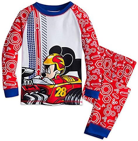 MICKEY MOUSE Boy's Size 4 Racing Race Car Cotton Pajama Set